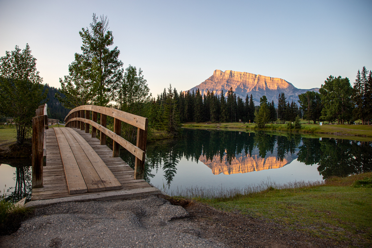 A view of Rundle from Cascade ponds in Banff.