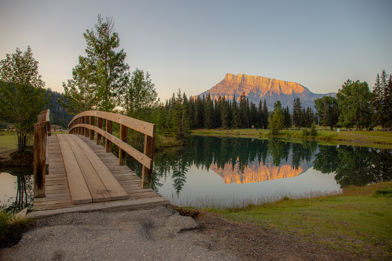 A view of Rundle from Cascade ponds in Banff.