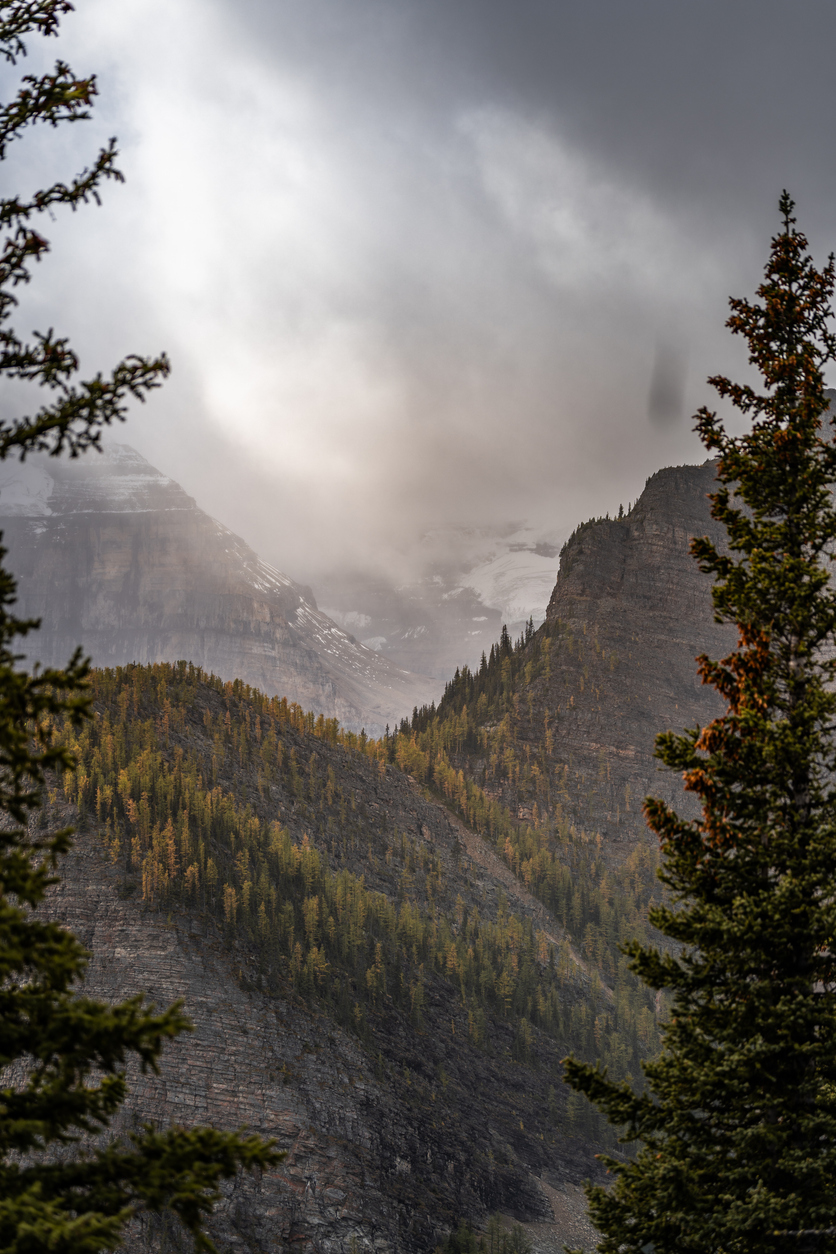 View from hiking along trail at Lake Louise, Banff.
