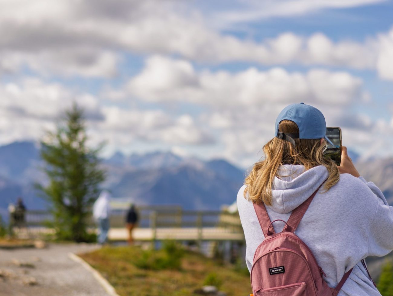A woman hiking at Sunshine Meadows in Banff National Park