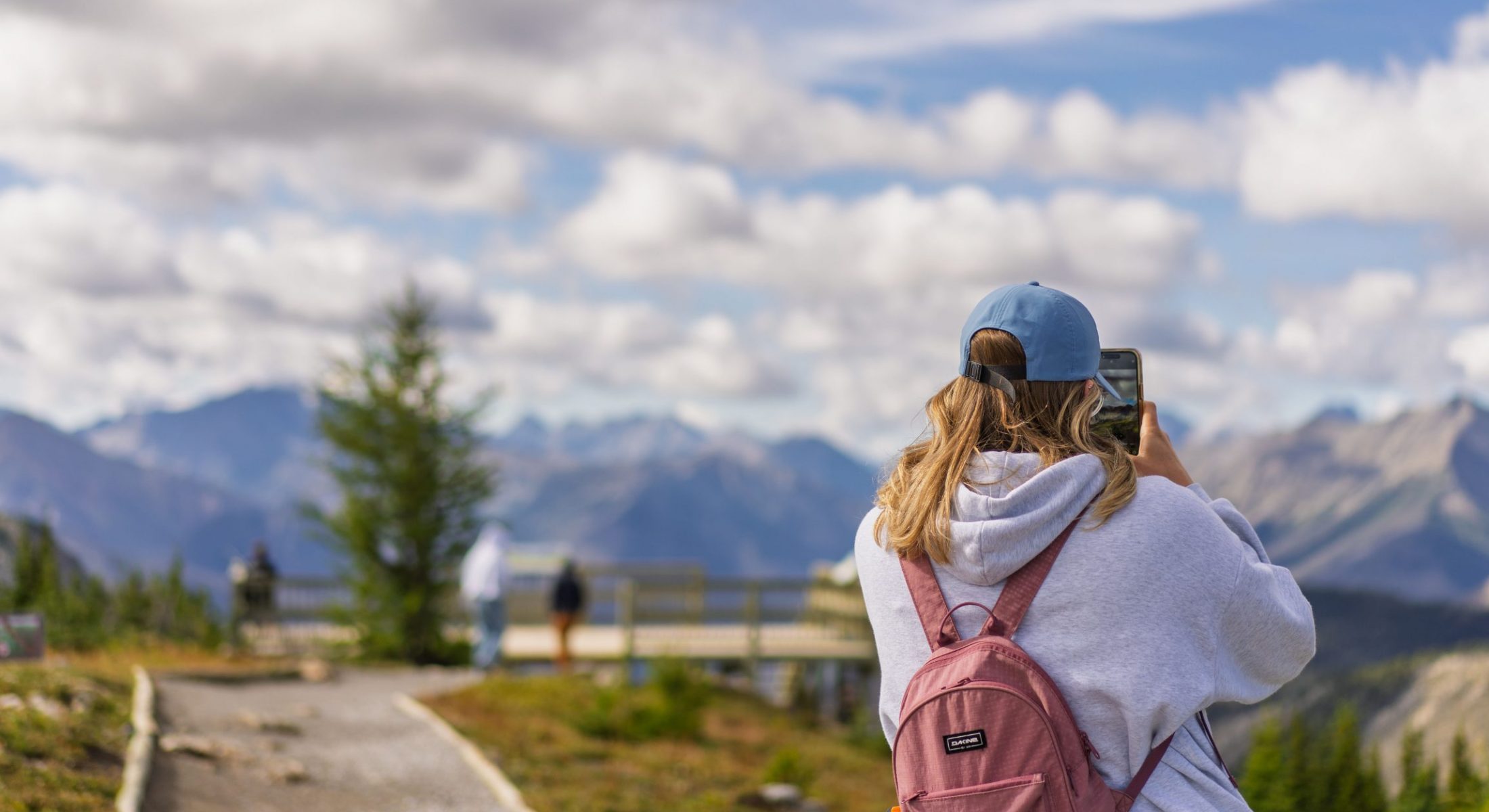 A woman hiking at Sunshine Meadows in Banff National Park